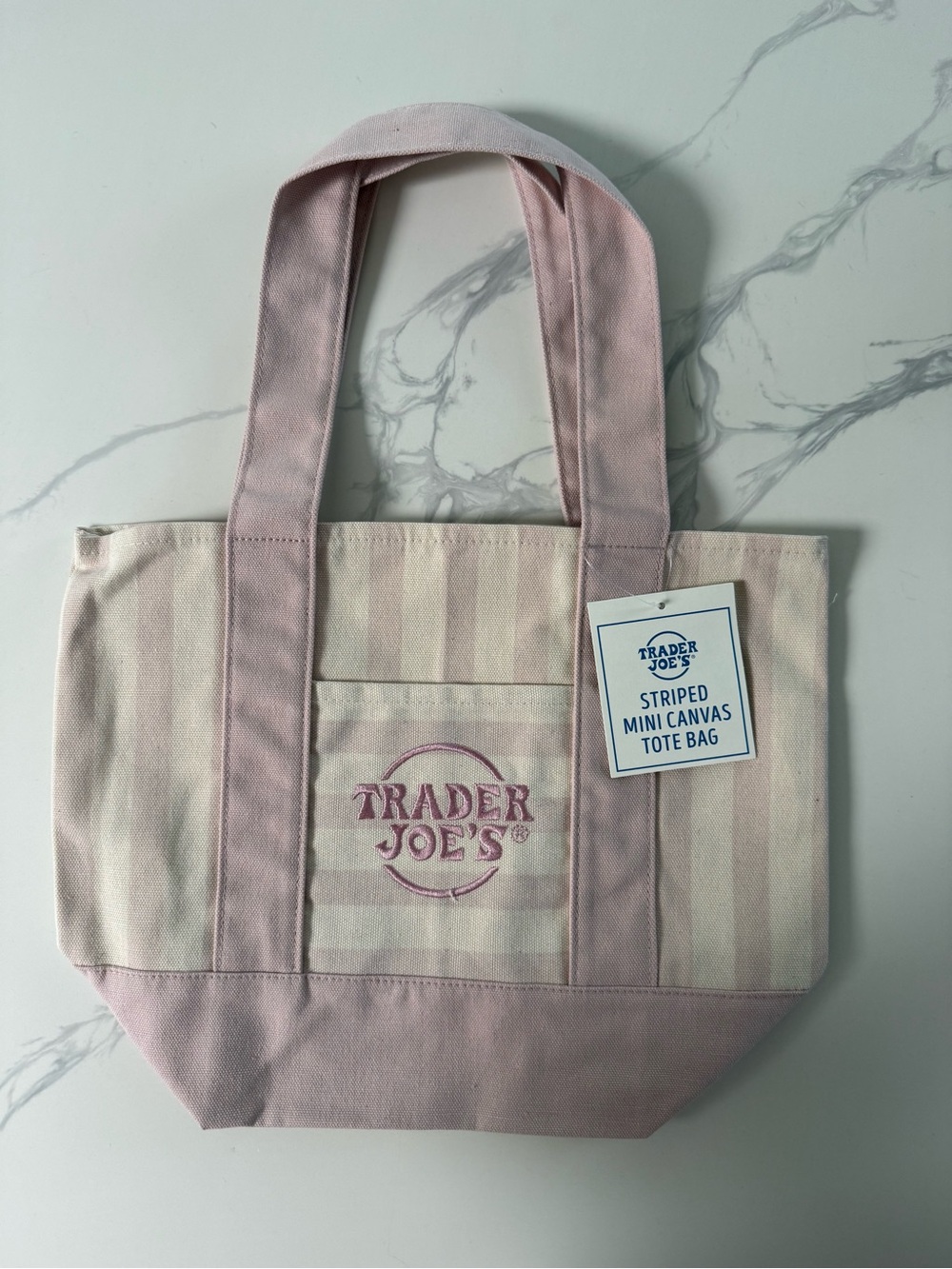 Pink Striped Mini Canvas Tote Bag